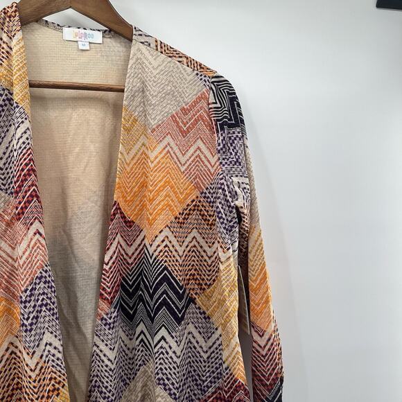 Lularoe Sarah Duster Sweater Womens Medium Multicolor Open Woven Geometric - Picture 4 of 13